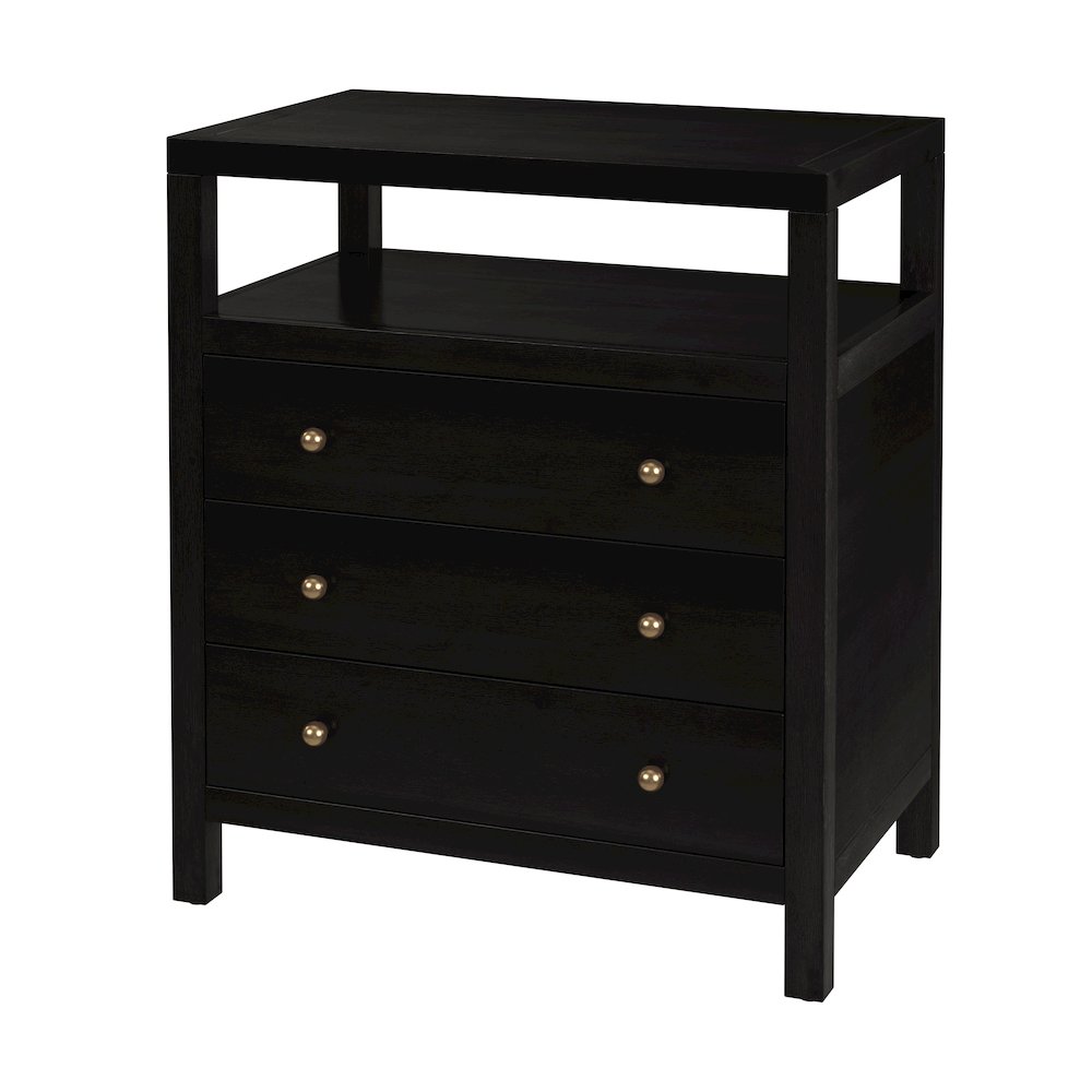 27 in. W Rectangular Wood 3 Drawer Tall Nightstand with Open Shelf on Top. Picture 1