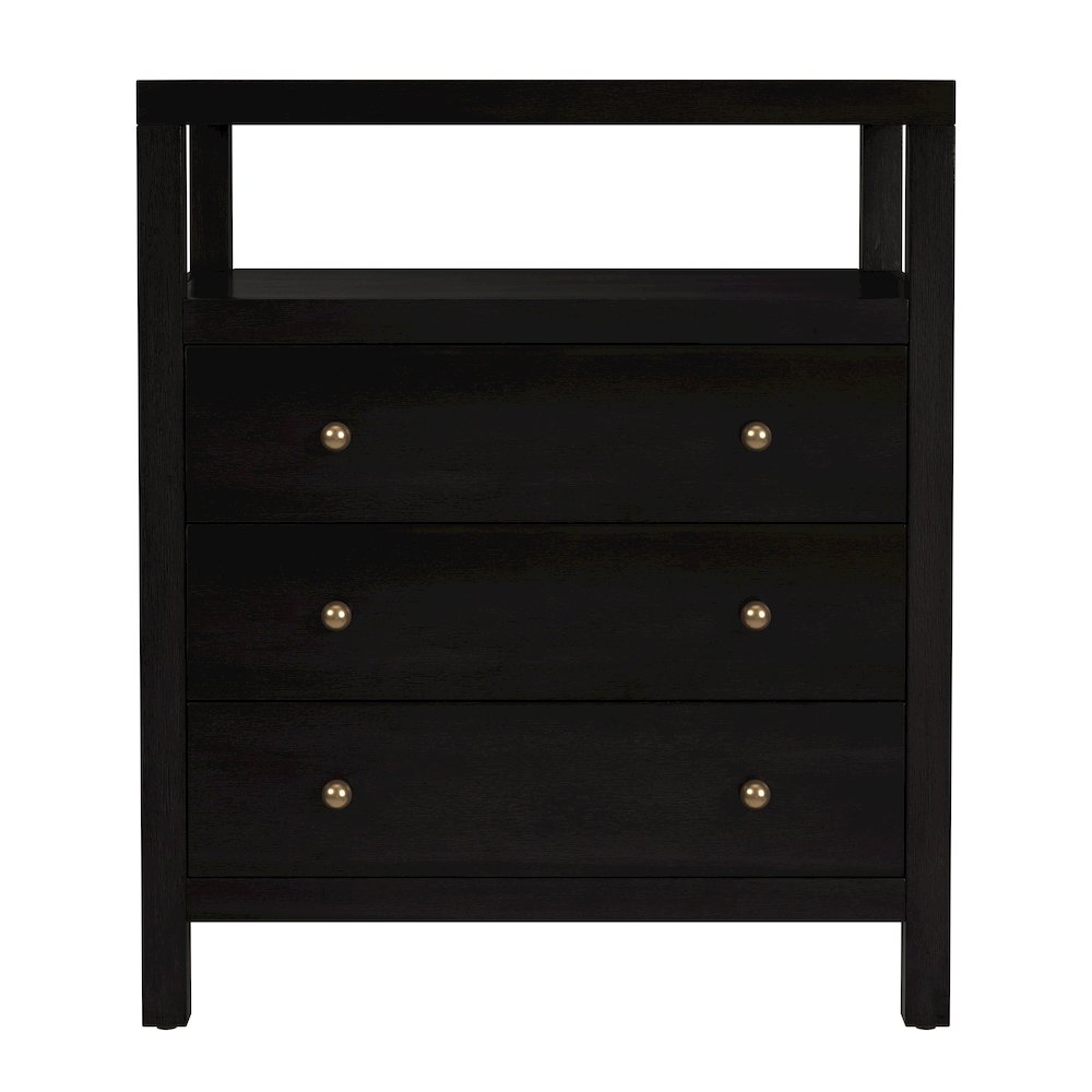 27 in. W Rectangular Wood 3 Drawer Tall Nightstand with Open Shelf on Top. Picture 4