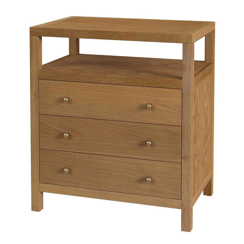 27 in. W Rectangular Wood 3 Drawer Tall Nightstand with Open Shelf on Top. Picture 1