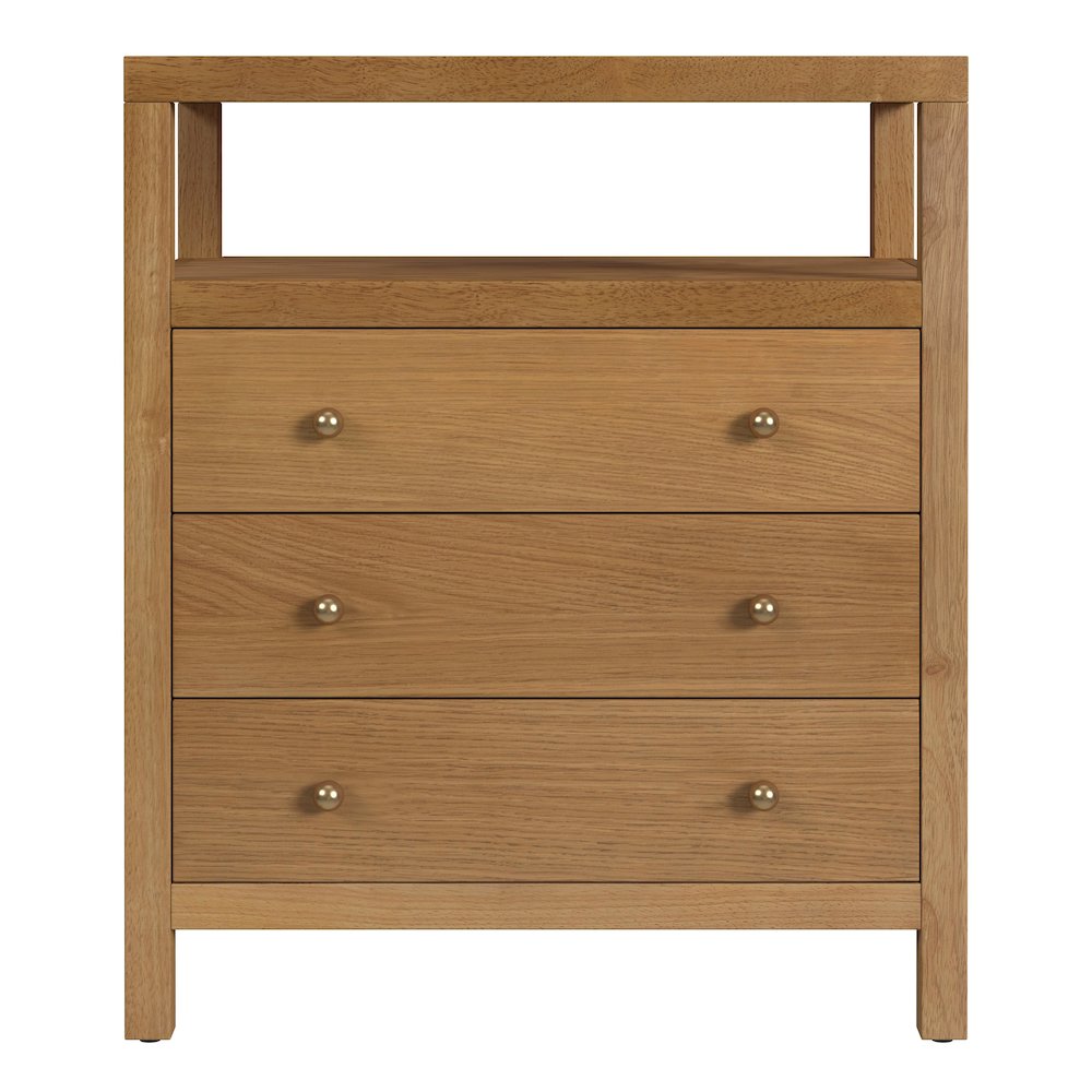 27 in. W Rectangular Wood 3 Drawer Tall Nightstand with Open Shelf on Top. Picture 4