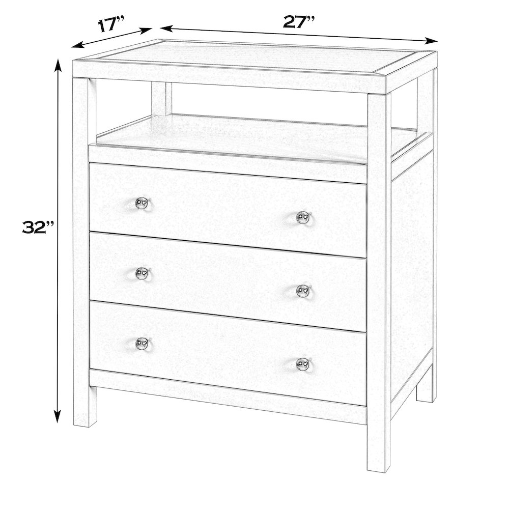 27 in. W Rectangular Wood 3 Drawer Tall Nightstand with Open Shelf on Top. Picture 3