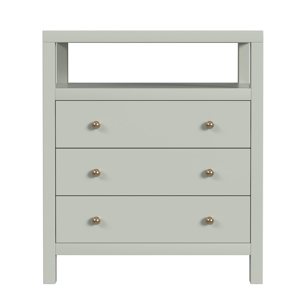 Nora 27 in. W Wood 3 Drawer Tall Nightstand with Shelf, Sage Green. Picture 4