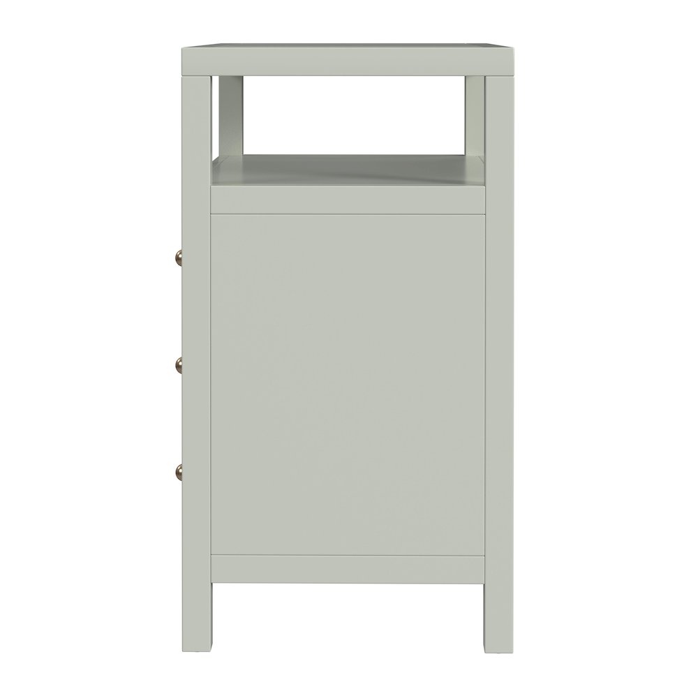 Nora 27 in. W Wood 3 Drawer Tall Nightstand with Shelf, Sage Green. Picture 5