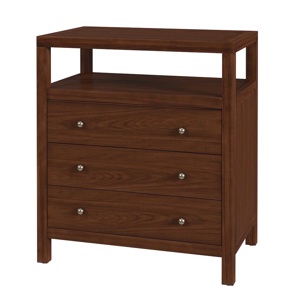 27 in. W Rectangular Wood 3 Drawer Tall Nightstand with Open Shelf on Top. Picture 1