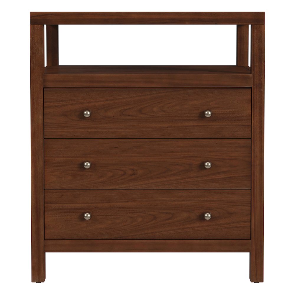 27 in. W Rectangular Wood 3 Drawer Tall Nightstand with Open Shelf on Top. Picture 4