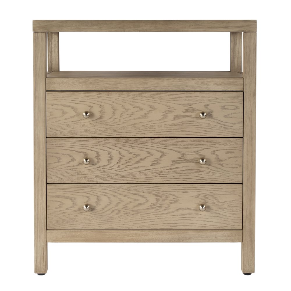 27 in. W Rectangular Wood 3 Drawer Tall Nightstand with Open Shelf on Top. Picture 4