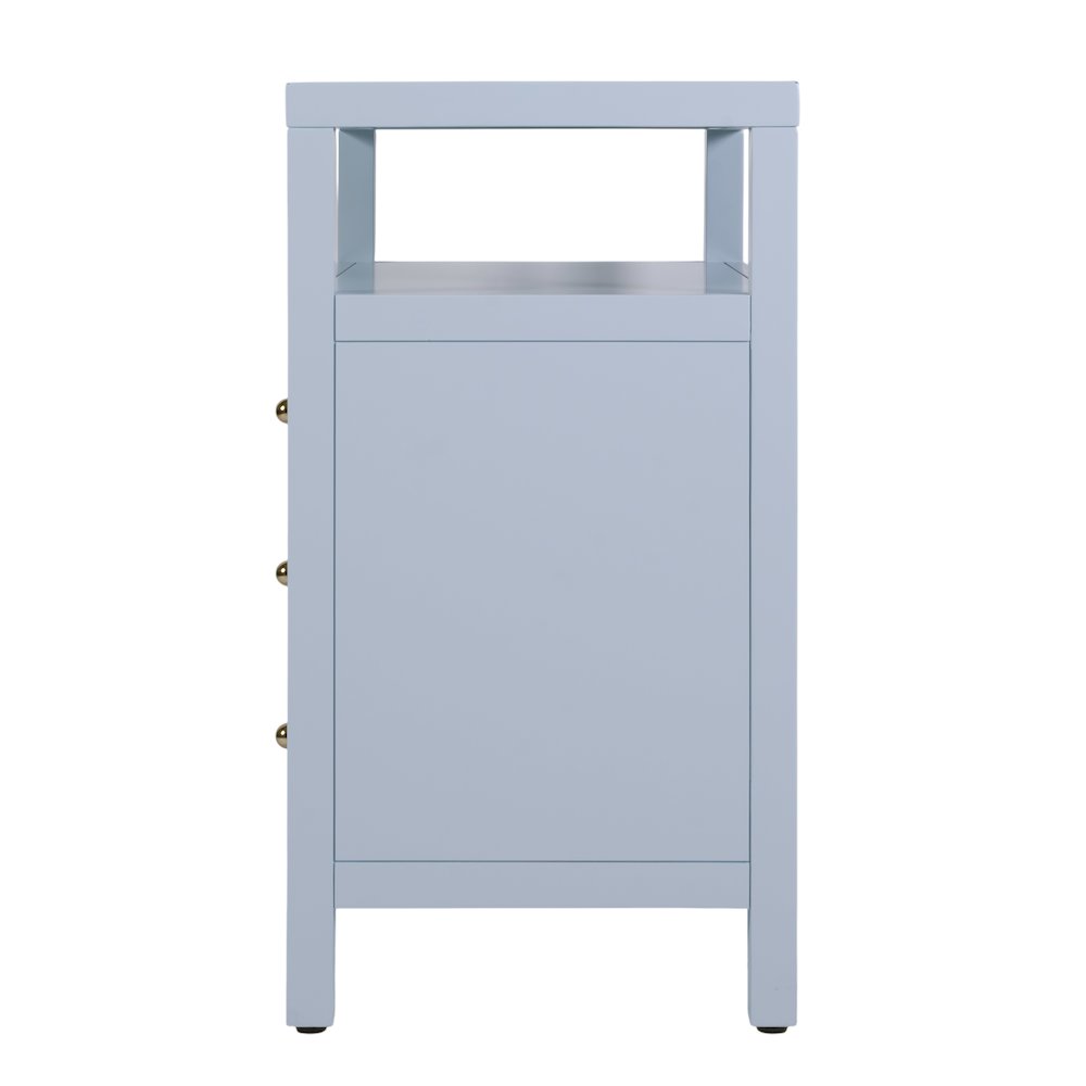 Nora 27 in. W Wood 3 Drawer Tall Nightstand with Shelf, Light Blue. Picture 6