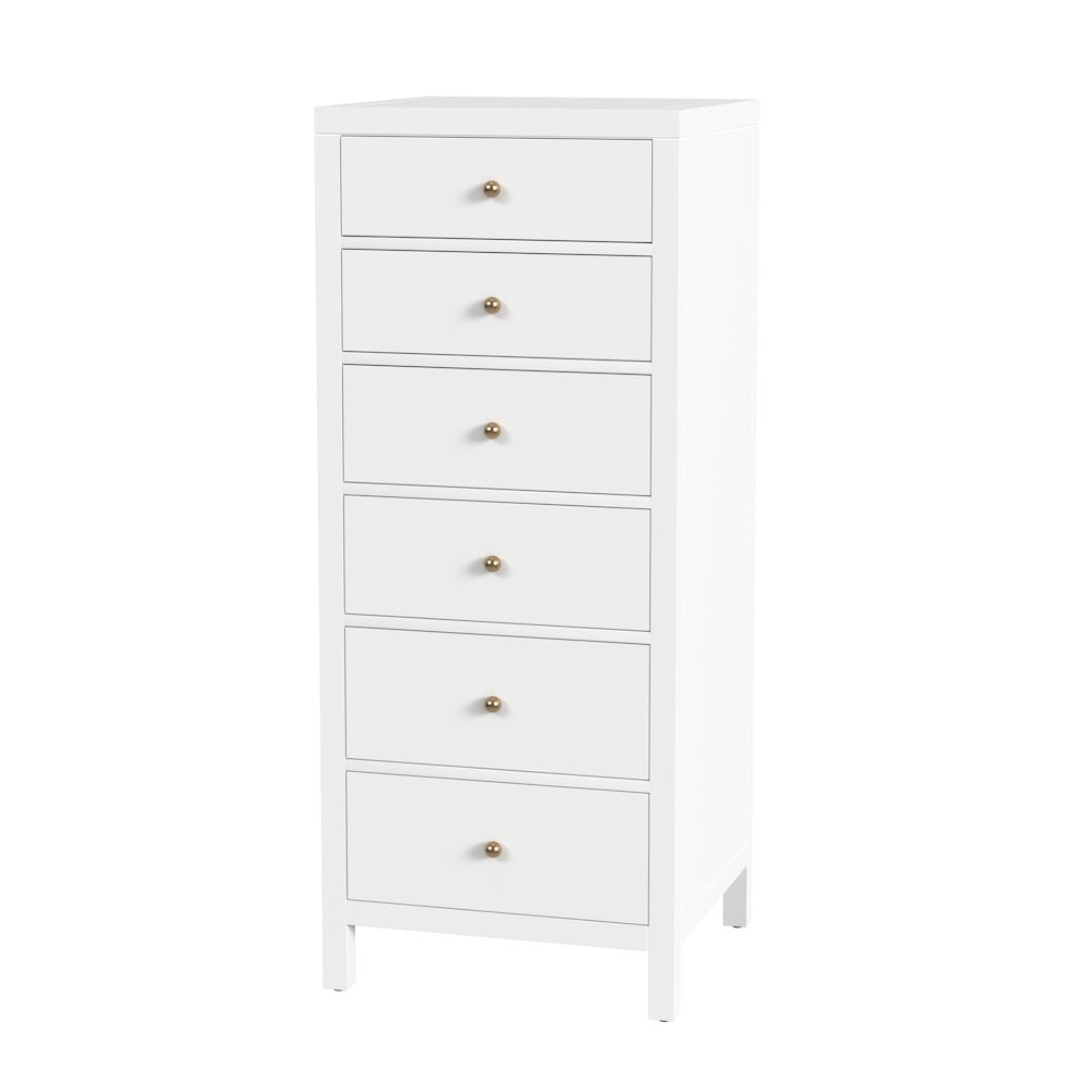 Nora 22 in. W Rectangular Wood 6 Drawer Lingerie Chest, Smooth White. Picture 1