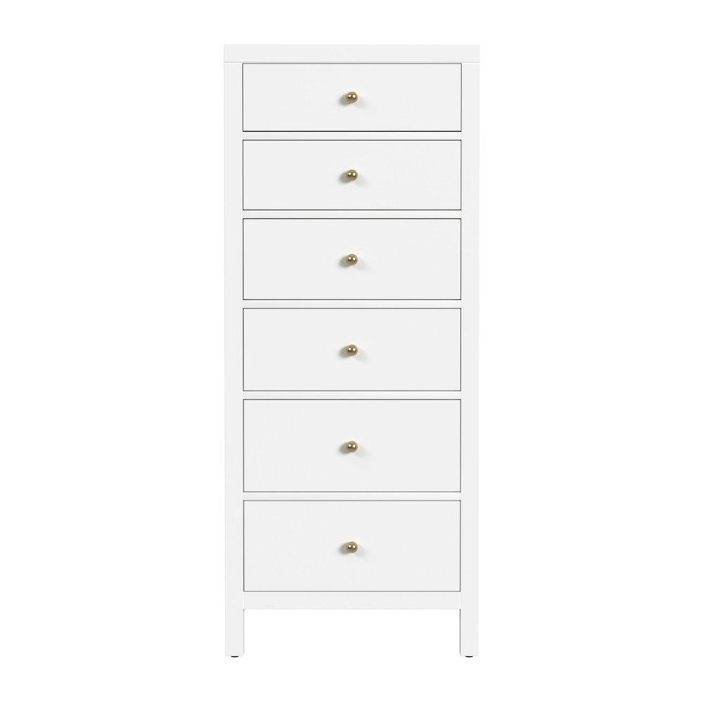 Nora 22 in. W Rectangular Wood 6 Drawer Lingerie Chest, Smooth White. Picture 4