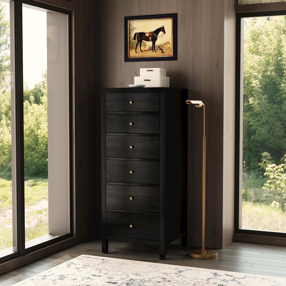 Nora 22 in. W Rectangular Wood 6 Drawer Lingerie Chest, Coffee. Picture 2