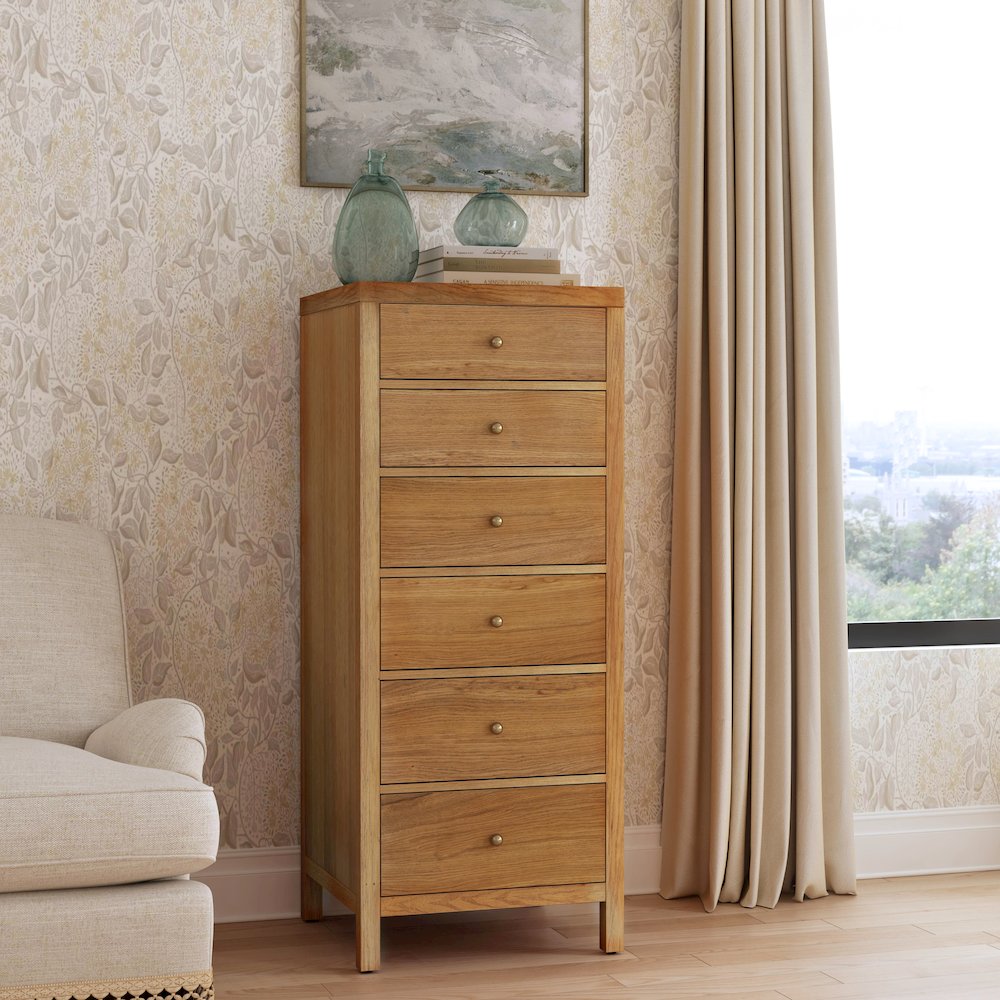 Nora 22 in. W Rectangular Wood 6 Drawer Lingerie Chest, Natural. Picture 2