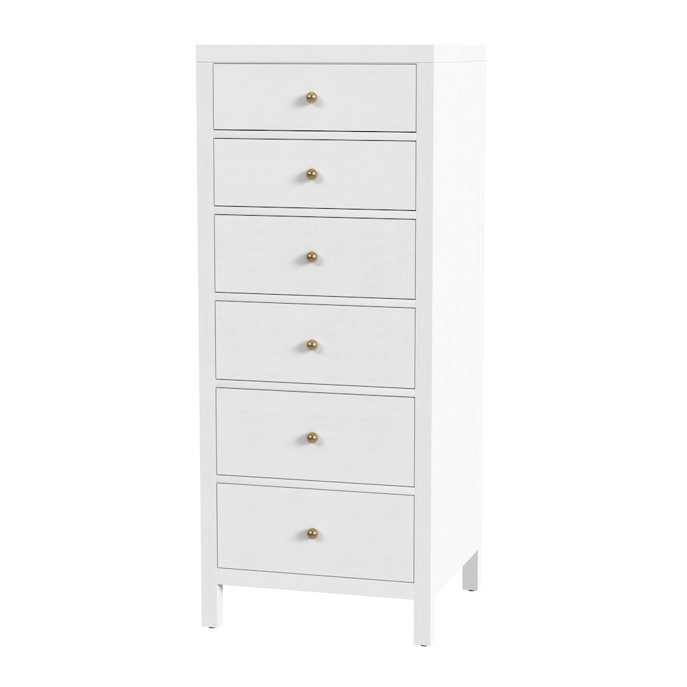 Nora 22 in. W Rectangular Wood 6 Drawer Lingerie Chest, White. Picture 1