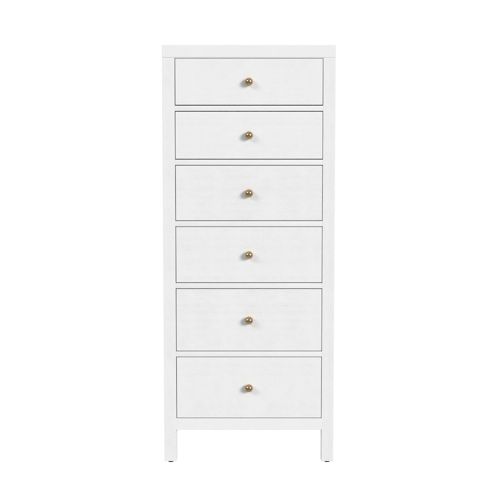 Nora 22 in. W Rectangular Wood 6 Drawer Lingerie Chest, White. Picture 4