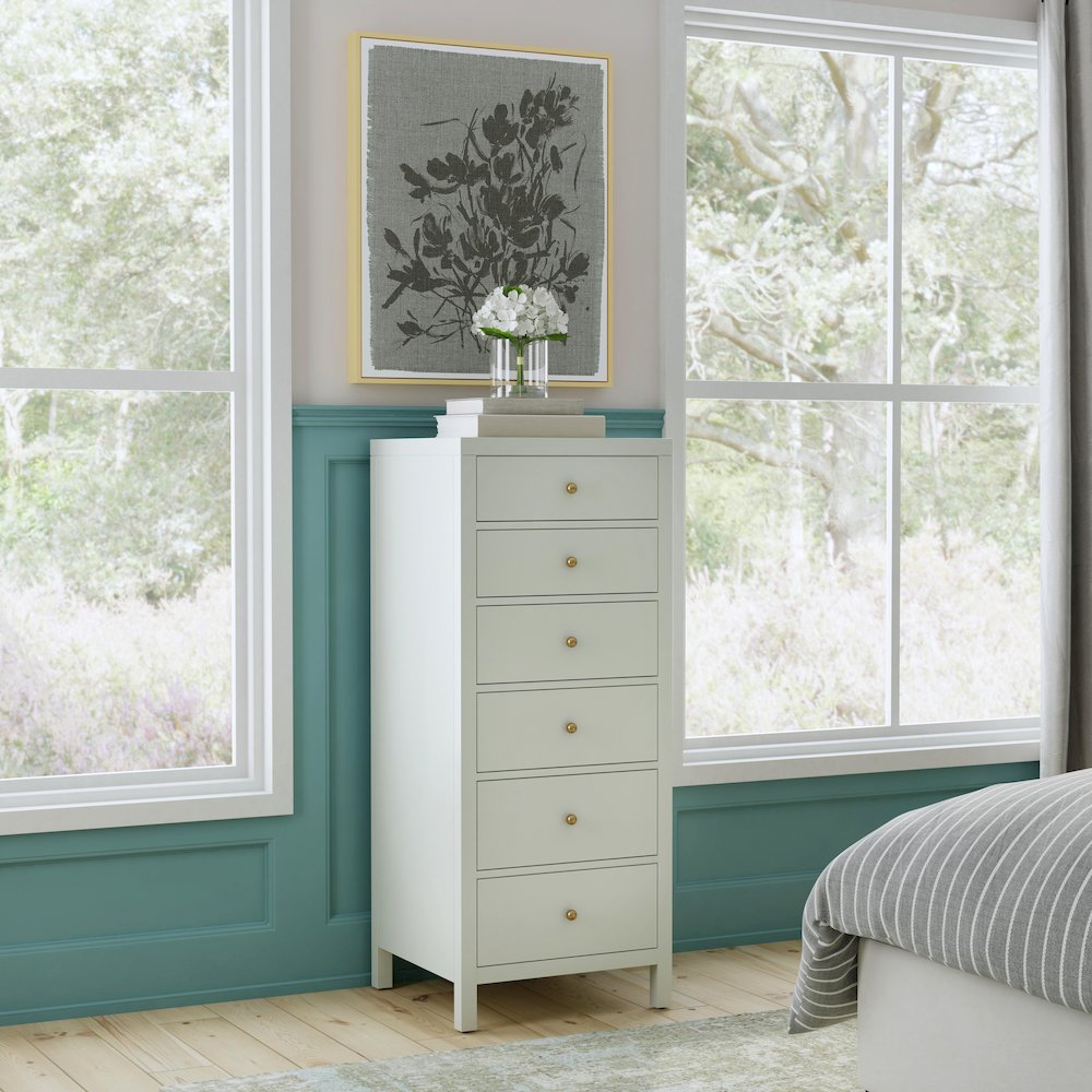 Nora 22 in. W Rectangular Wood 6 Drawer Lingerie Chest, Sage Green. Picture 2