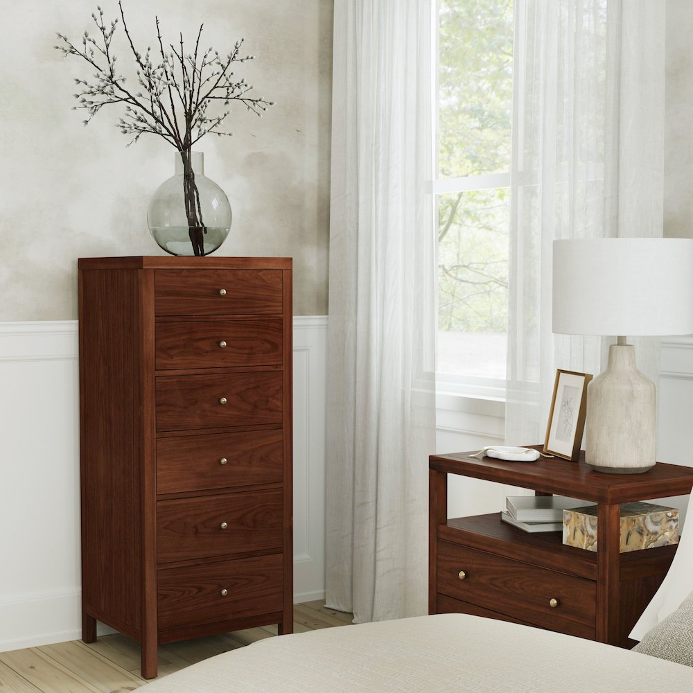 Nora 22 in. W Rectangular Wood 6 Drawer Lingerie Chest, Walnut. Picture 2