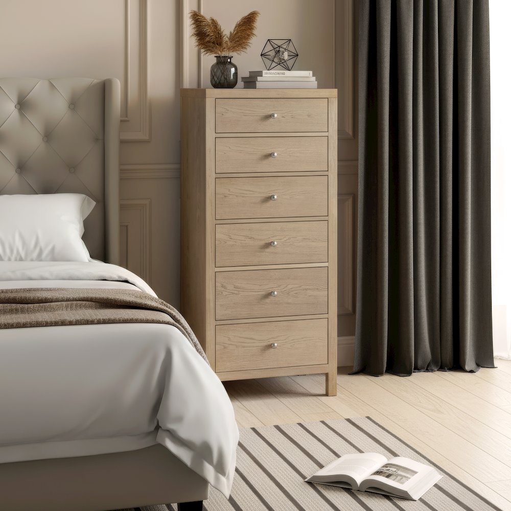 Nora 22 in. W Rectangular Wood 6 Drawer Lingerie Chest, Light Brown. Picture 2