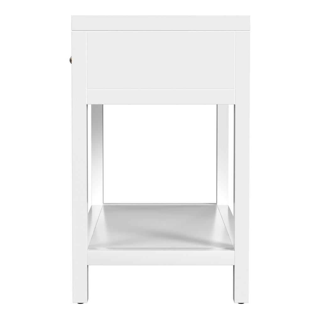 30 in. W Rectangular Wood 1 Drawer Wide Nightstand with Lower Open Shelf, White. Picture 5