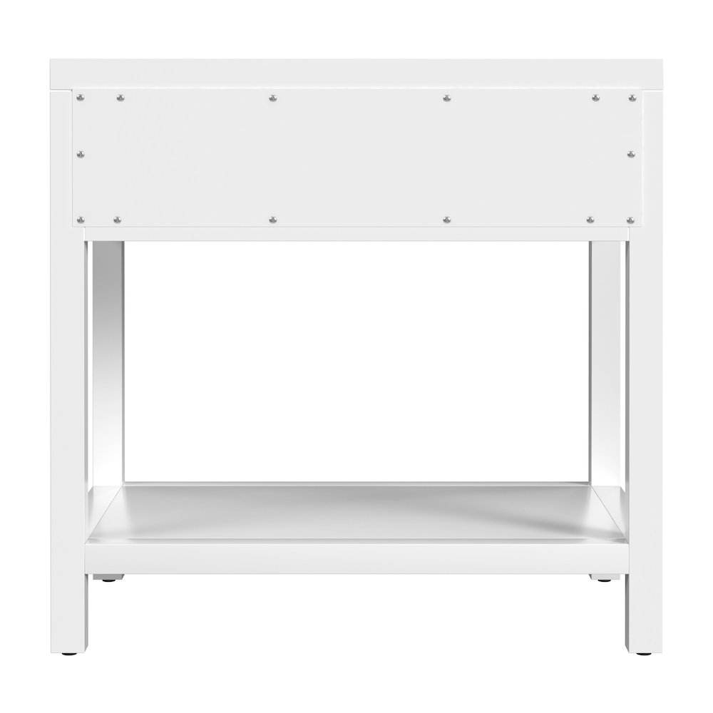 30 in. W Rectangular Wood 1 Drawer Wide Nightstand with Lower Open Shelf, White. Picture 6
