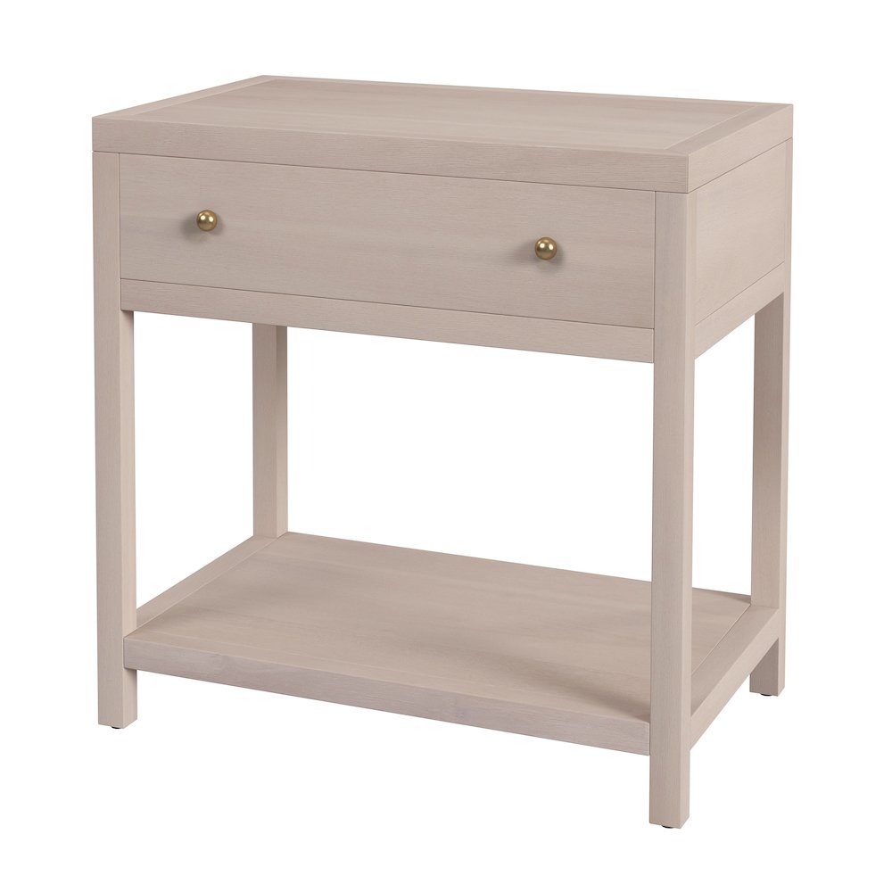 Nora 30 in. W Wood 1 Drawer Wide Nightstand with Shelf, Taupe. Picture 1