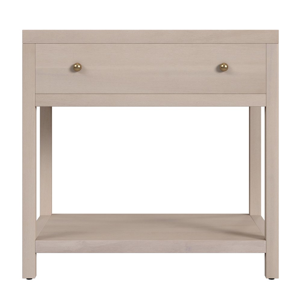 Nora 30 in. W Wood 1 Drawer Wide Nightstand with Shelf, Taupe. Picture 4