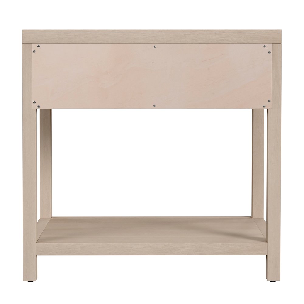 Nora 30 in. W Wood 1 Drawer Wide Nightstand with Shelf, Taupe. Picture 6