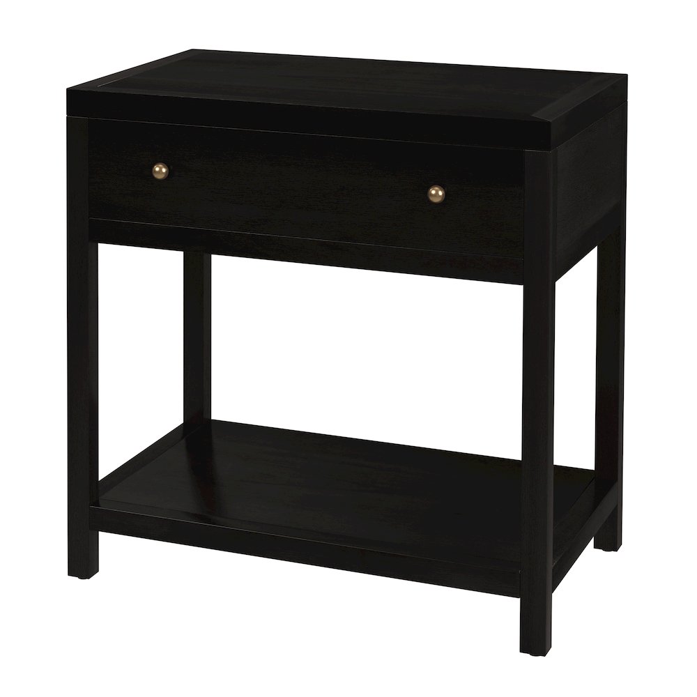 30 in. W Rectangular Wood 1 Drawer Wide Nightstand with Lower Open Shelf, Coffee. Picture 1