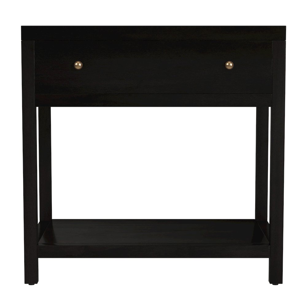 30 in. W Rectangular Wood 1 Drawer Wide Nightstand with Lower Open Shelf, Coffee. Picture 4