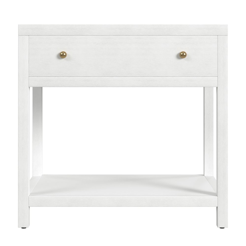 Nora 30 in. W Wood 1 Drawer Wide Nightstand with Shelf, White. Picture 4