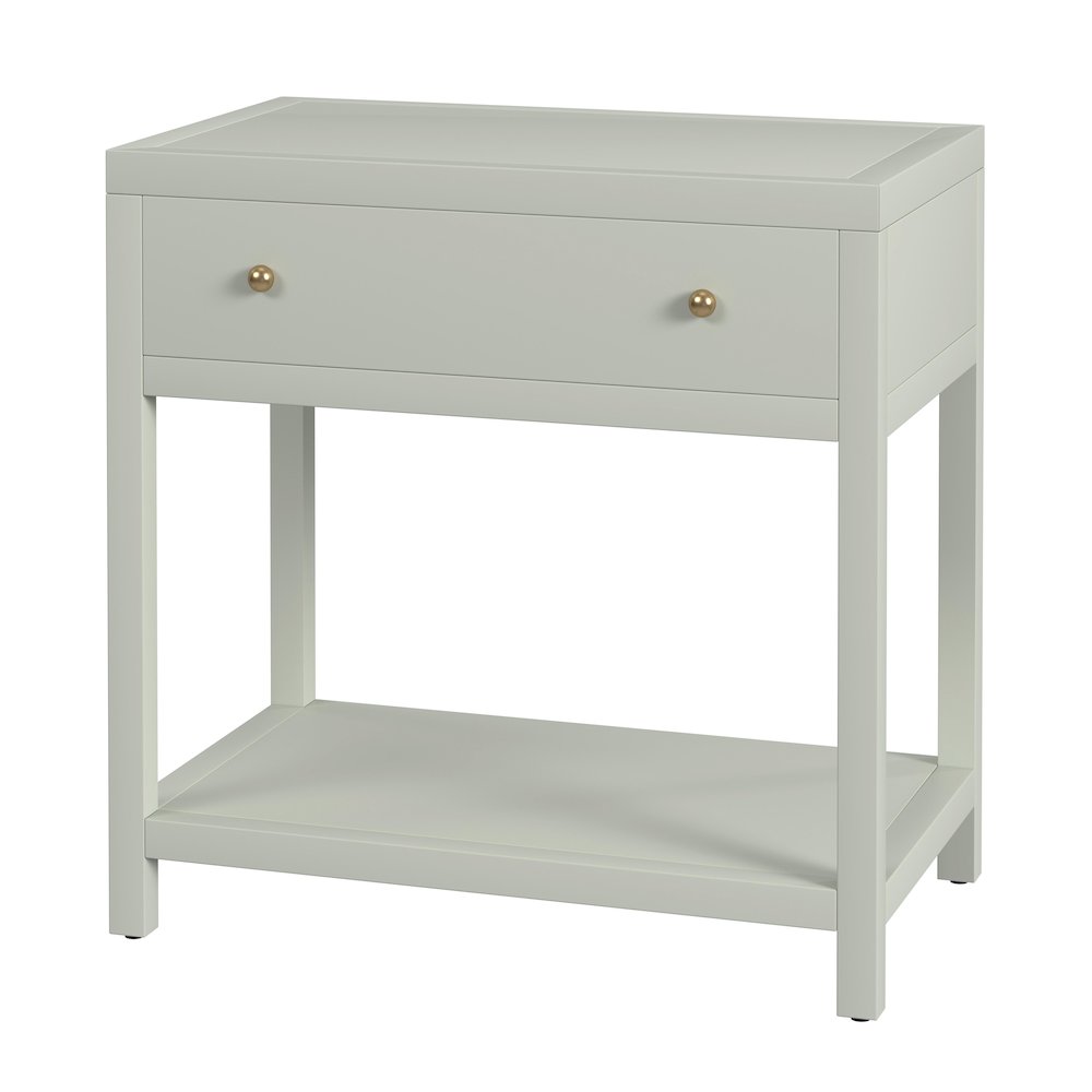 Nora 30 in. W Wood 1 Drawer Wide Nightstand with Shelf, Sage Green. Picture 1