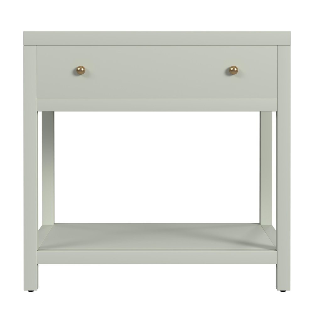 Nora 30 in. W Wood 1 Drawer Wide Nightstand with Shelf, Sage Green. Picture 4