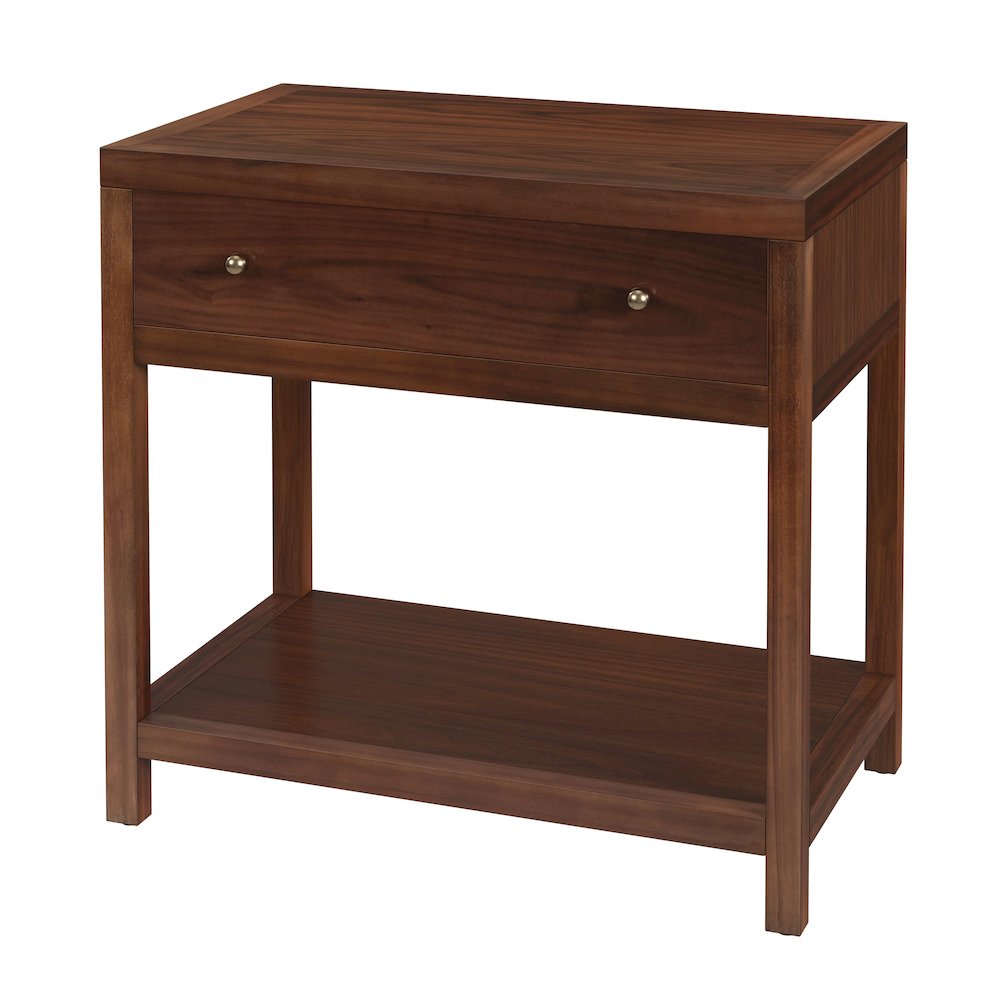30 in. W Rectangular Wood 1 Drawer Wide Nightstand with Lower Open Shelf. Picture 1