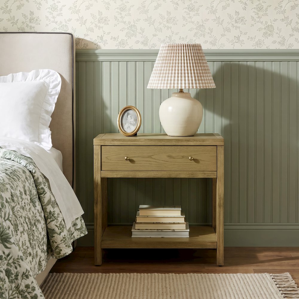 30 in. W Rectangular Wood 1 Drawer Wide Nightstand with Lower Open Shelf. Picture 7