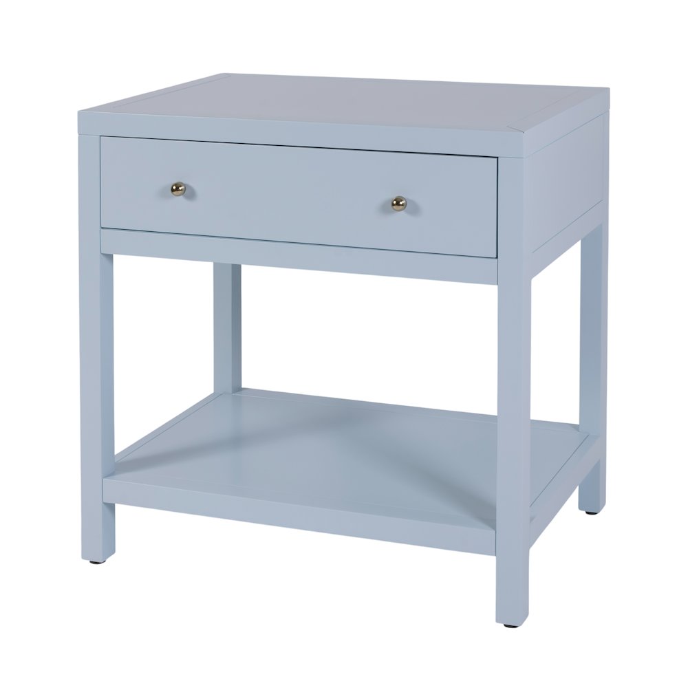 Nora 30 in. W Wood 1 Drawer Wide Nightstand with Shelf, Light Blue. Picture 1