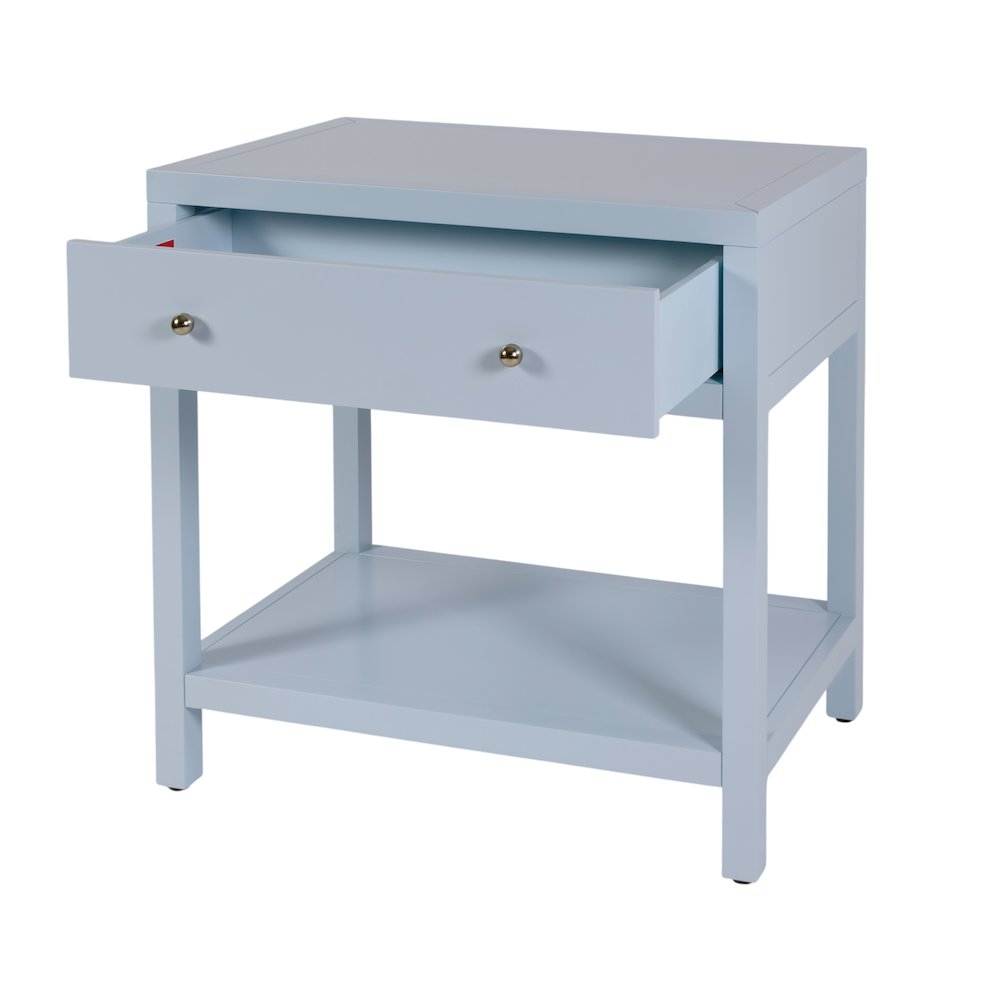 Nora 30 in. W Wood 1 Drawer Wide Nightstand with Shelf, Light Blue. Picture 4