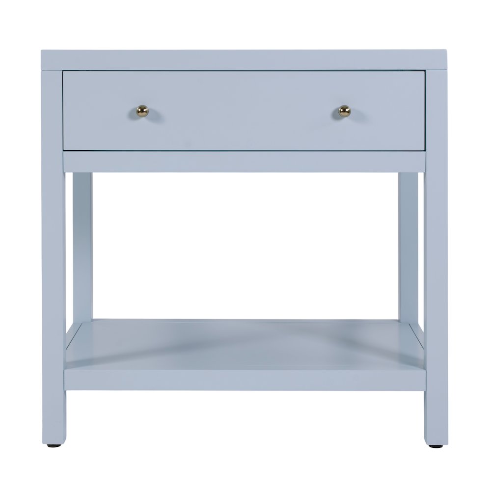 Nora 30 in. W Wood 1 Drawer Wide Nightstand with Shelf, Light Blue. Picture 5