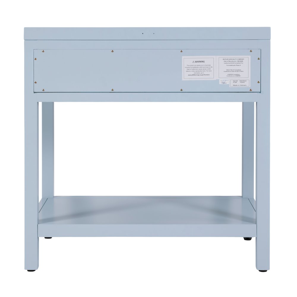 Nora 30 in. W Wood 1 Drawer Wide Nightstand with Shelf, Light Blue. Picture 7