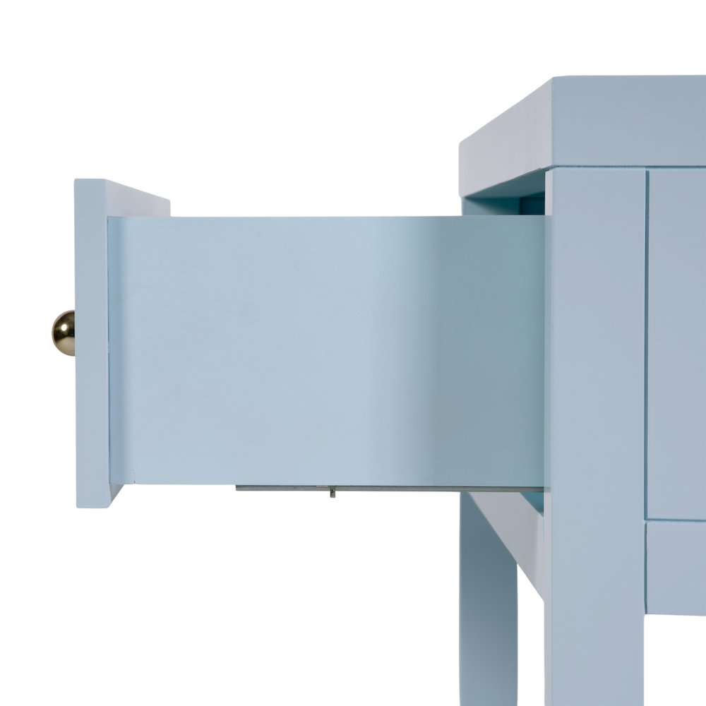 Nora 30 in. W Wood 1 Drawer Wide Nightstand with Shelf, Light Blue. Picture 8