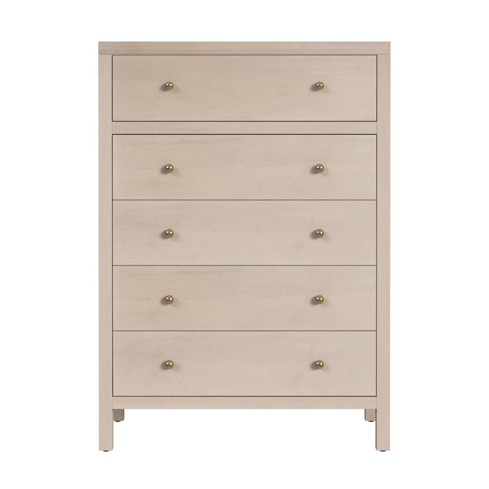 Nora 36 in. W Rectangular Wood 5 Drawer Tall Dresser, Taupe. Picture 4