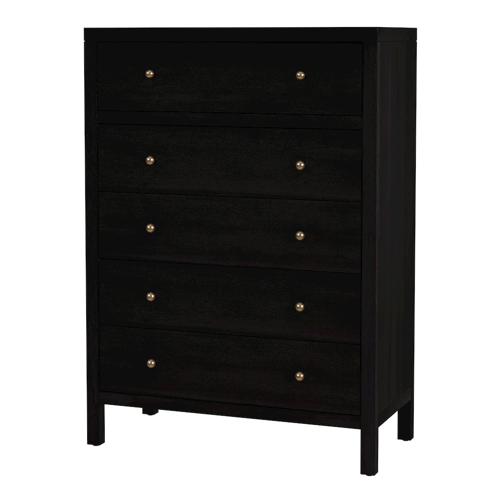 Nora 36 in. W Rectangular Wood 5 Drawer Tall Dresser, Coffee. Picture 1