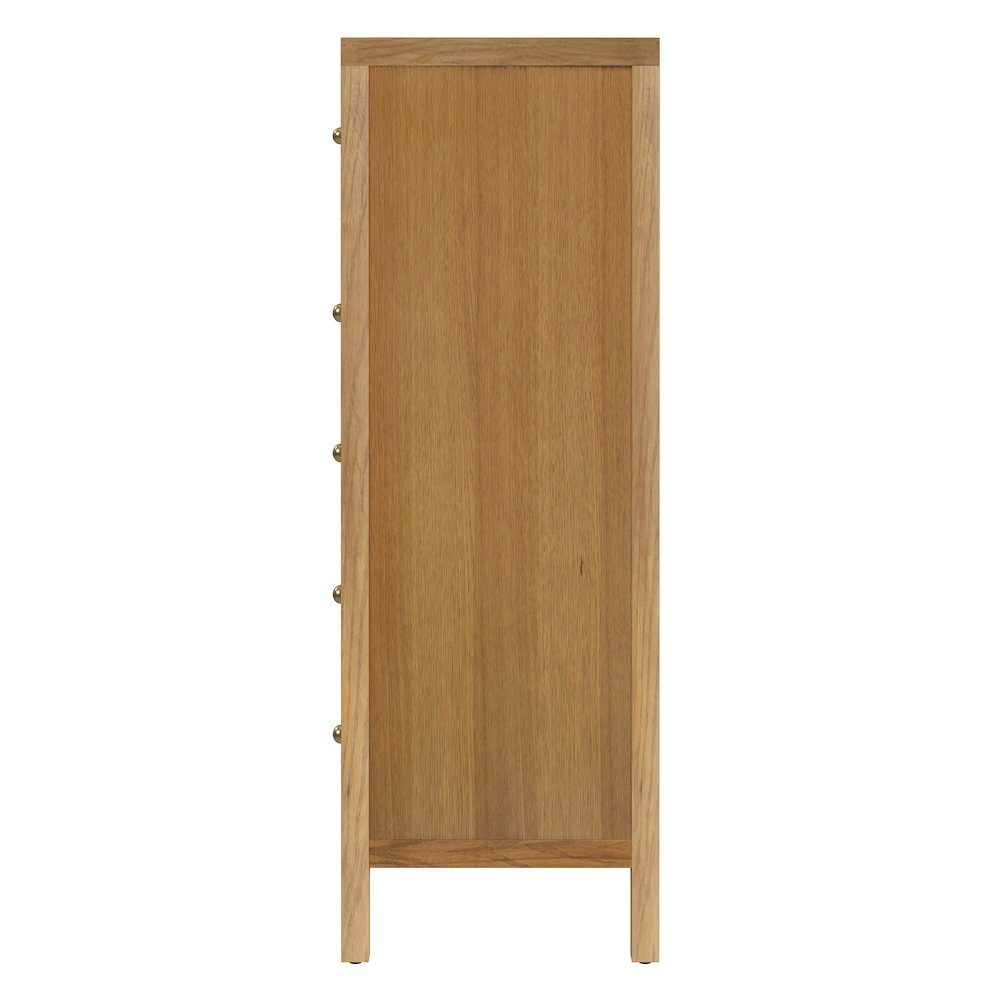 Nora 36 in. W Rectangular Wood 5 Drawer Tall Dresser, Natural. Picture 5