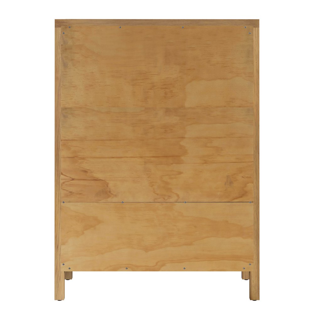 Nora 36 in. W Rectangular Wood 5 Drawer Tall Dresser, Natural. Picture 6