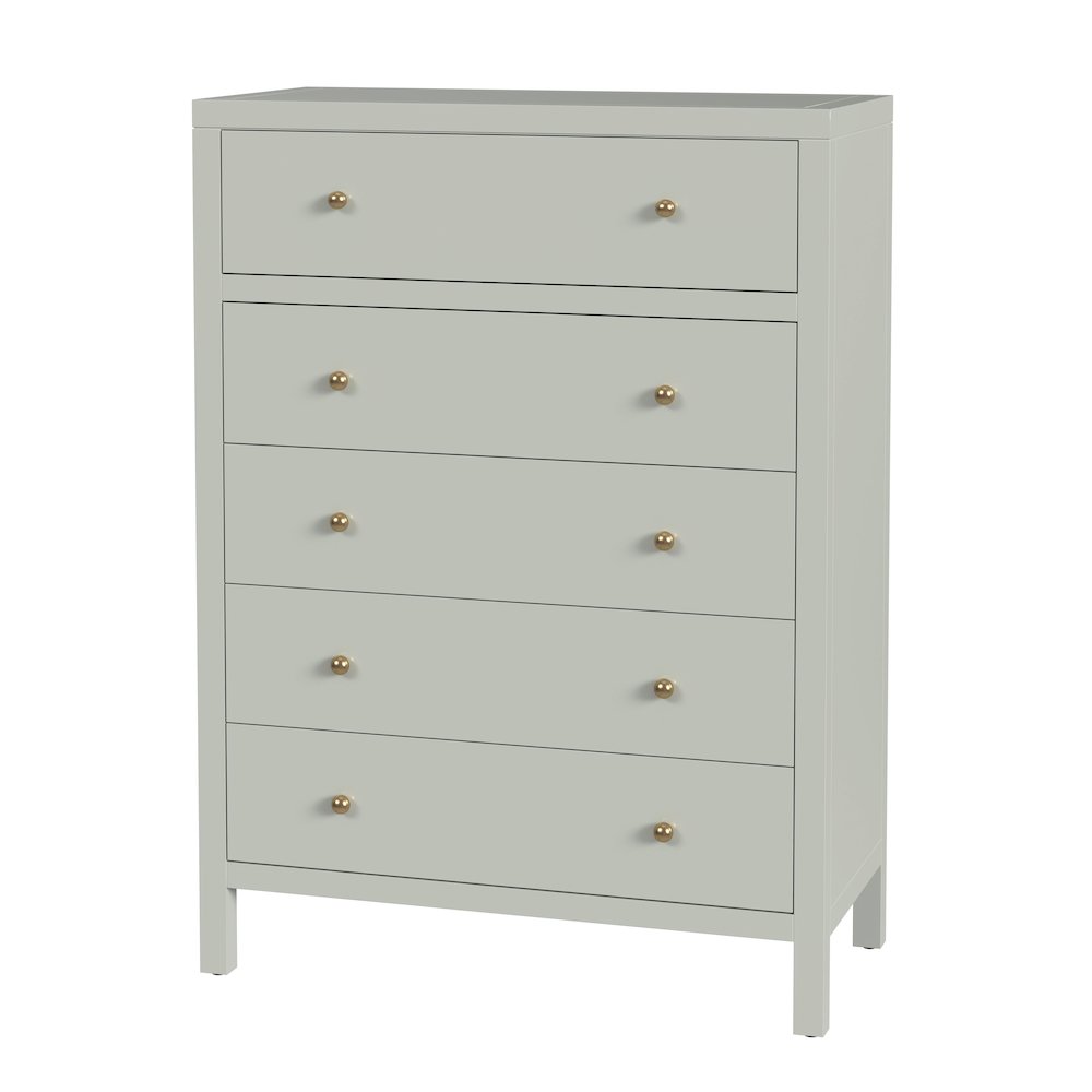 Nora 36 in. W Rectangular Wood 5 Drawer Tall Dresser, Sage Green. Picture 1