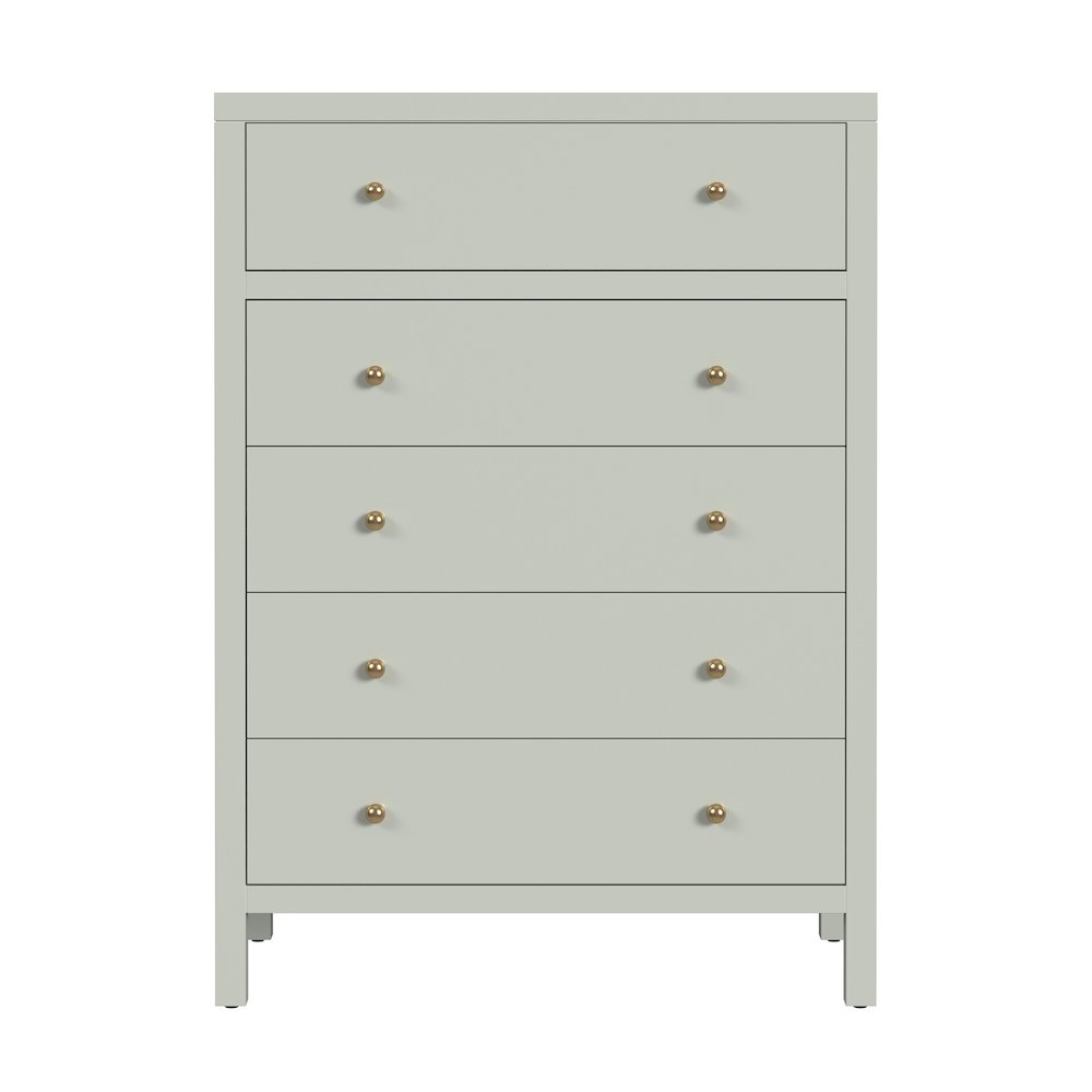 Nora 36 in. W Rectangular Wood 5 Drawer Tall Dresser, Sage Green. Picture 4