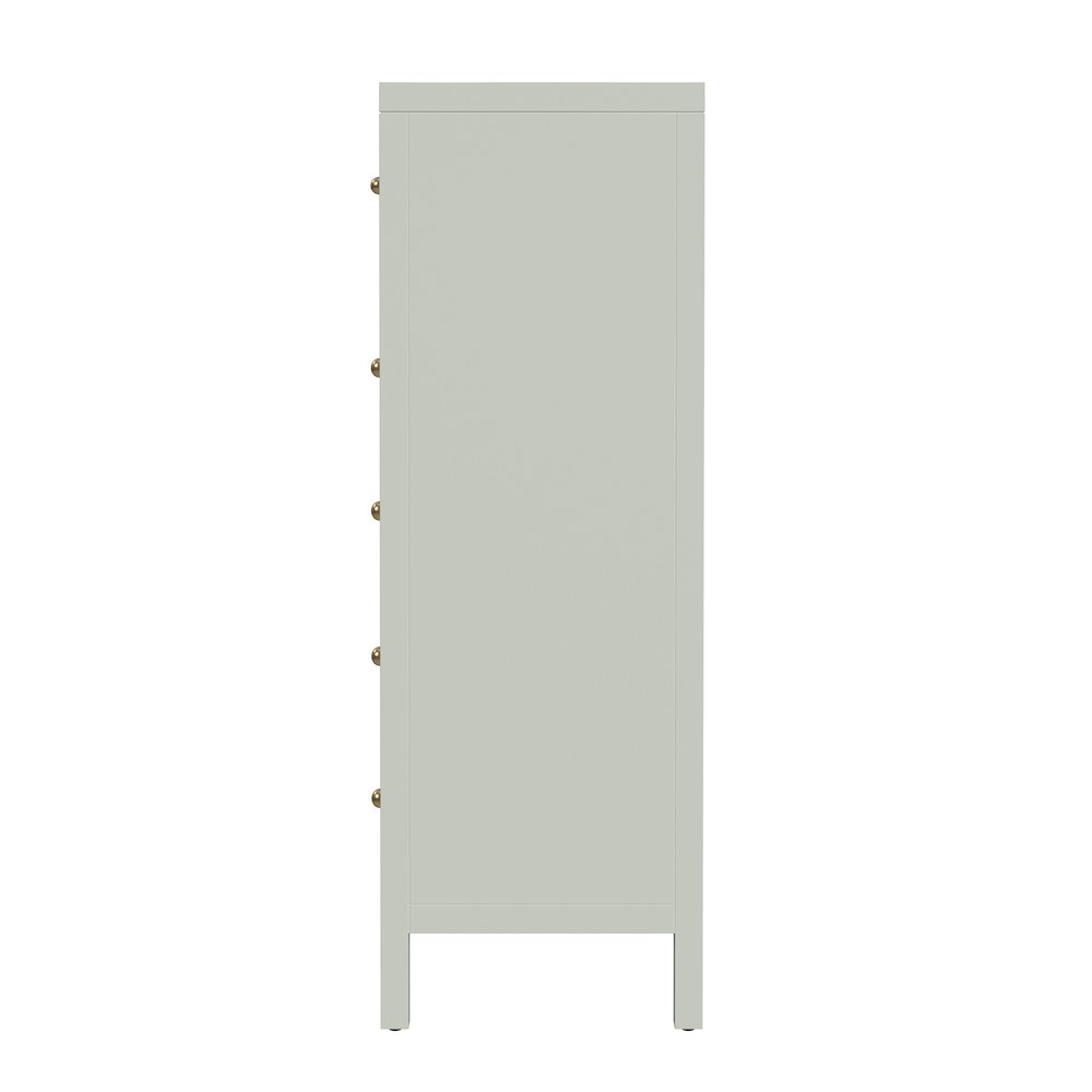 Nora 36 in. W Rectangular Wood 5 Drawer Tall Dresser, Sage Green. Picture 5