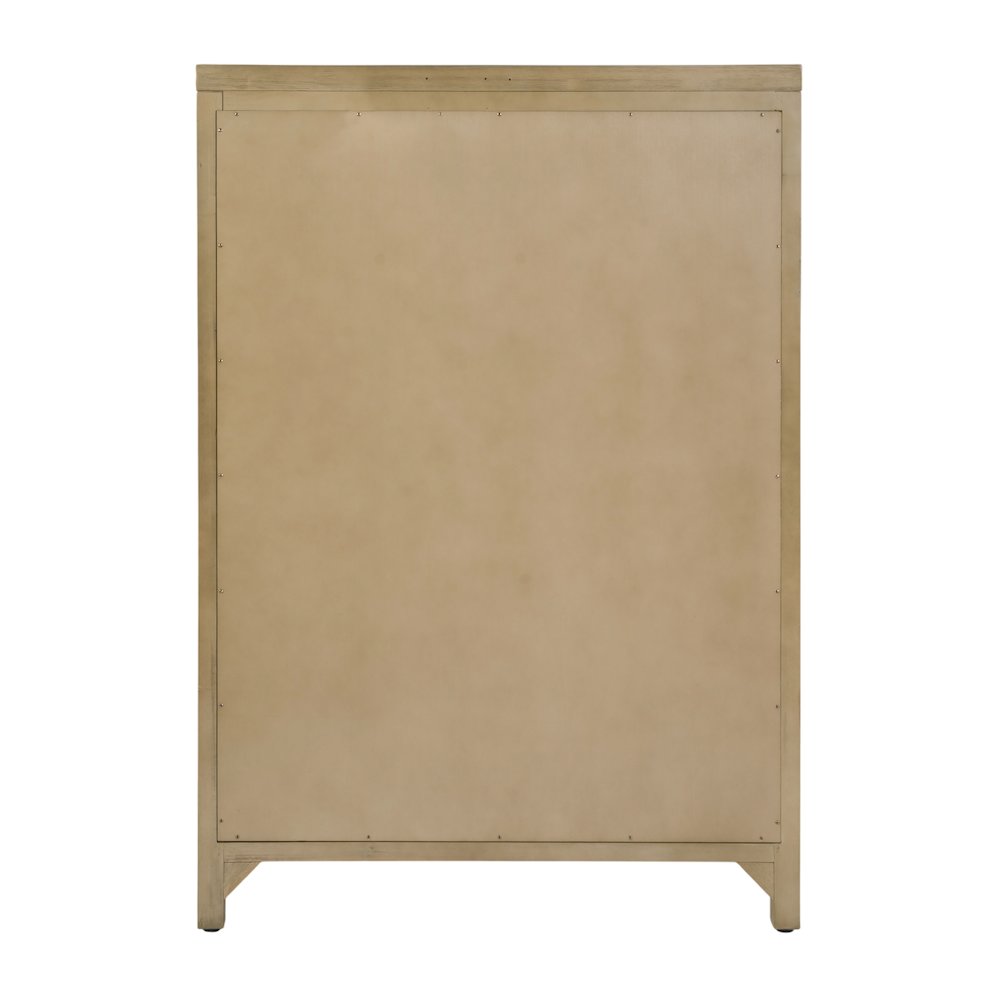 Nora 36 in. W Rectangular Wood 5 Drawer Tall Dresser, Light Brown. Picture 7