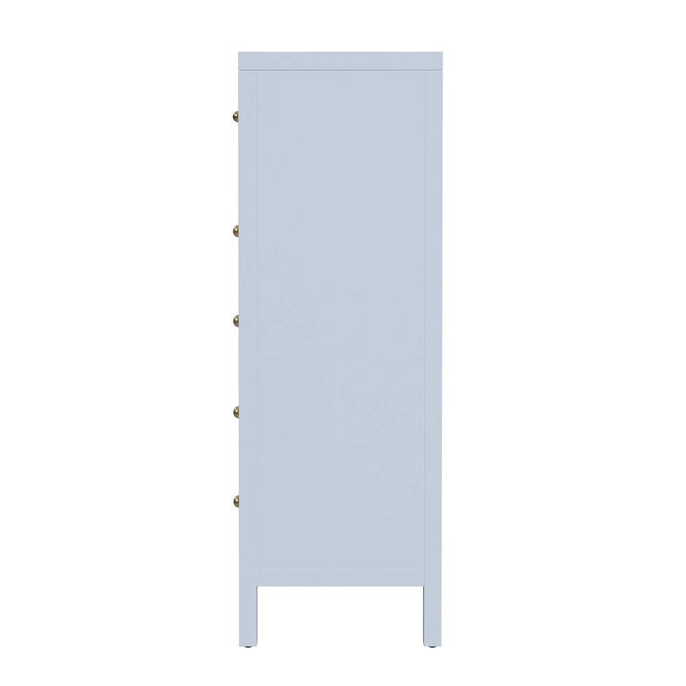 Nora 36 in. W Rectangular Wood 5 Drawer Tall Dresser, Light Blue. Picture 5