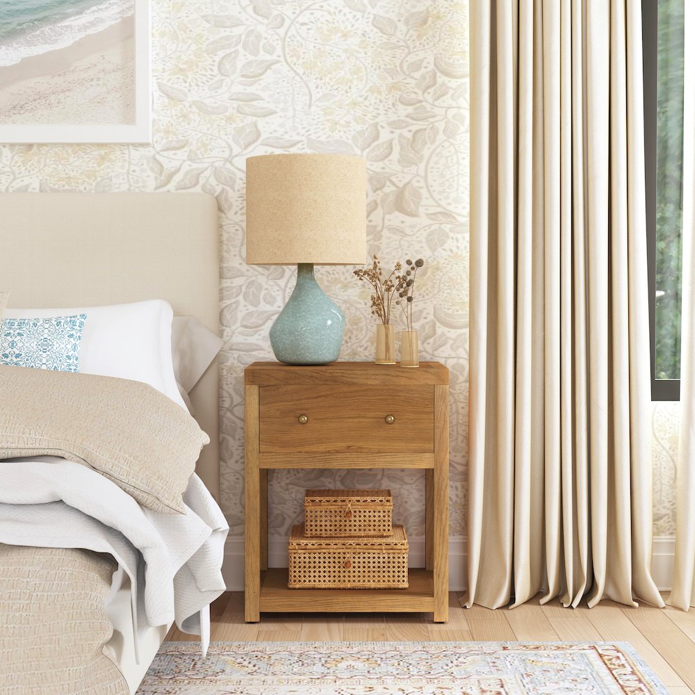 21 in. W Rectangular Wood 1 Drawer Small Nightstand with Lower Open Shelf. Picture 2