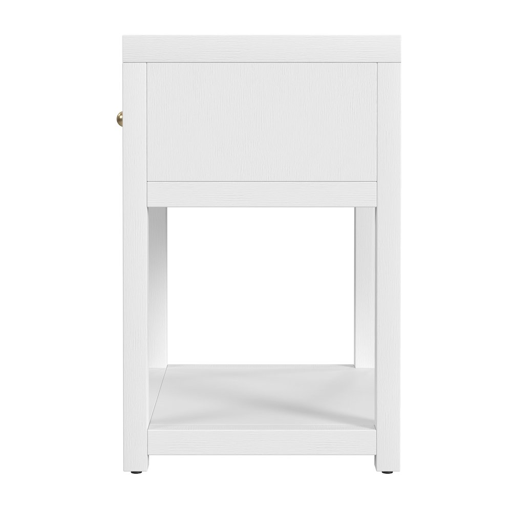 Nora 21 in. W Wood 1 Drawer Small Nightstand with Shelf, White. Picture 5