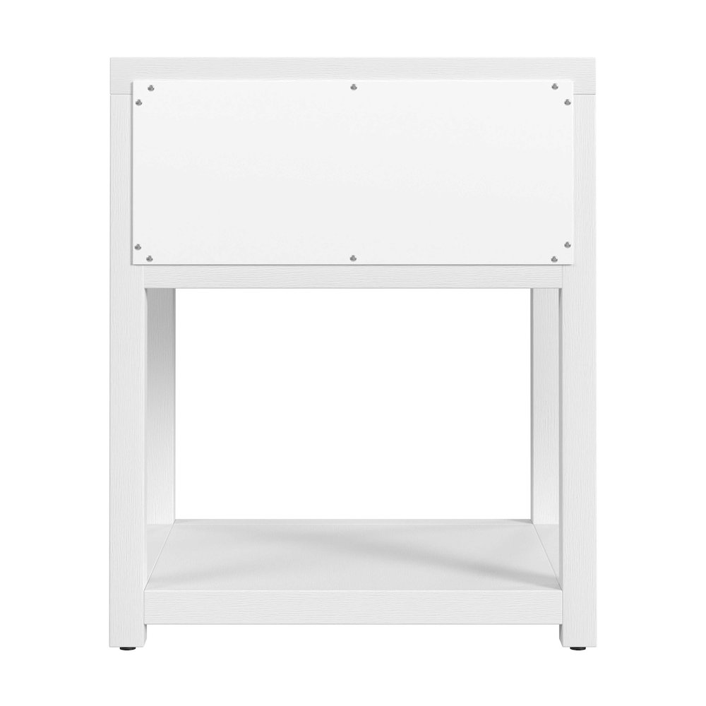 Nora 21 in. W Wood 1 Drawer Small Nightstand with Shelf, White. Picture 6