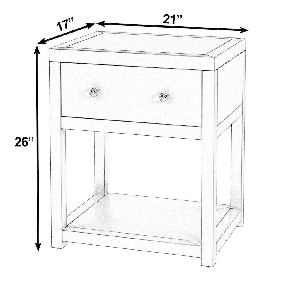 Nora 21 in. W Wood 1 Drawer Small Nightstand with Shelf, White. Picture 3